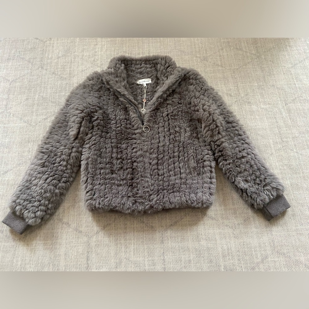 NWT Heartloom Dark Gray Aria Faux Fur Jacket Coat-XS